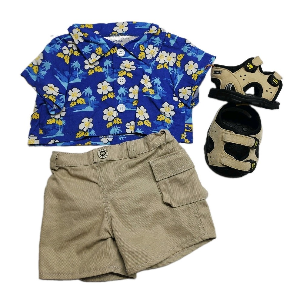 2005 Build A Bear Hawaiian Shirt & Shorts Outfit W/ Shoes
